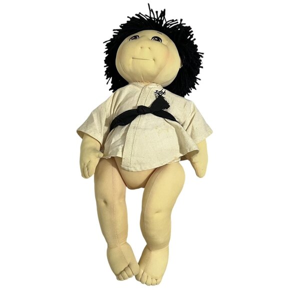 Vintage 1980's Rice Paddy Doll Kung Fu Outfit Straw Hat Soft Sculpture 18" - Picture 9 of 9